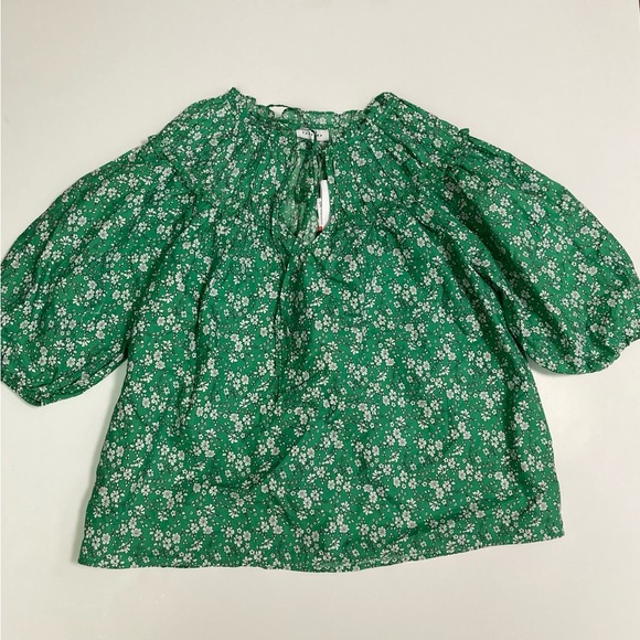 NWT Topshop Green with flowers & Balloon sleeves - Picture 2 of 10